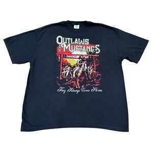 Cody Jinks Comfort Colors T Shirt Mens 2XL Black Outlaws and Mustangs Graphic